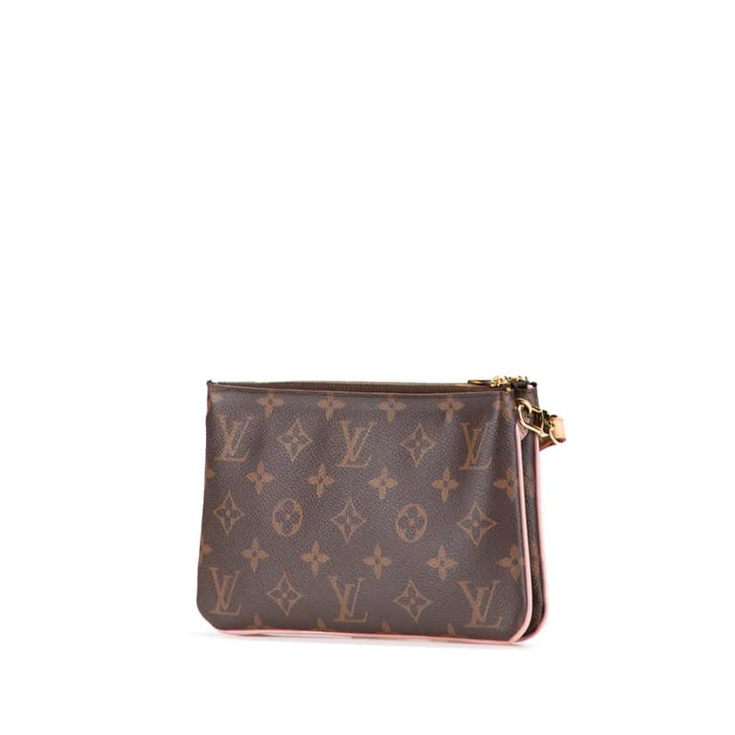 Louis Vuitton Monogram Blooming Flowers Double Zip Pochette Brown Canvas Good condition - Back View