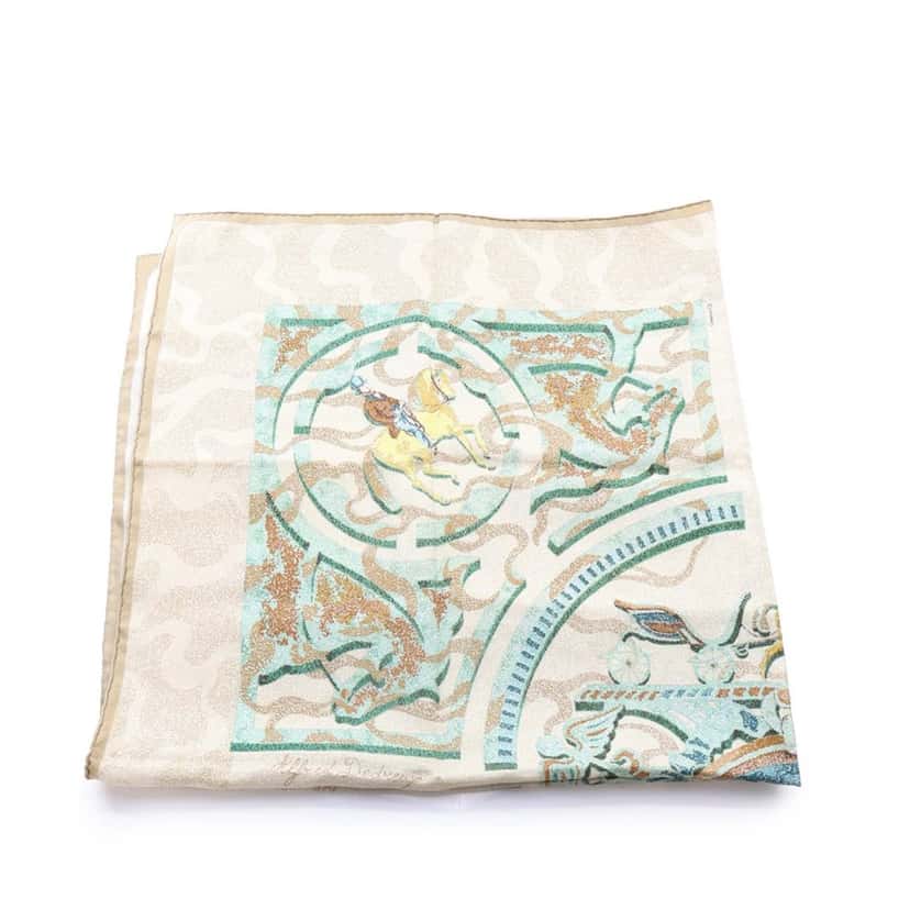 Hermès Alfred De Dreux Peintre du Cheval Silk Scarf Brown Silk Good condition - Front View