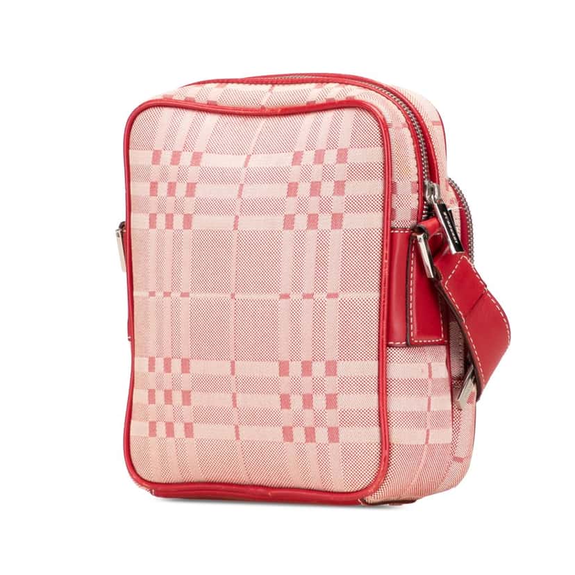Burberry Tonal Check Canvas Crossbody Pink Canvas Good condition - Back View
