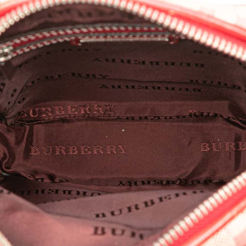 Burberry Tonal Check Canvas Crossbody Pink Canvas Good condition - Model View