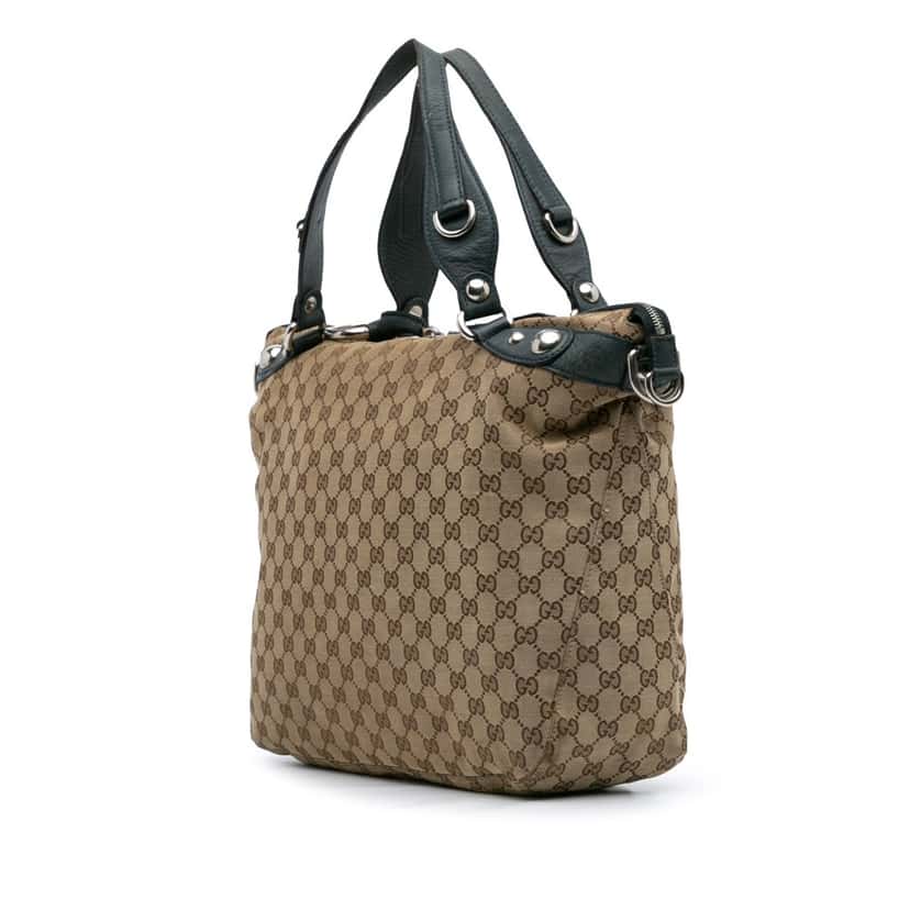Gucci Large GG Canvas Icon Bit Satchel Brown Canvas Good condition - Back View