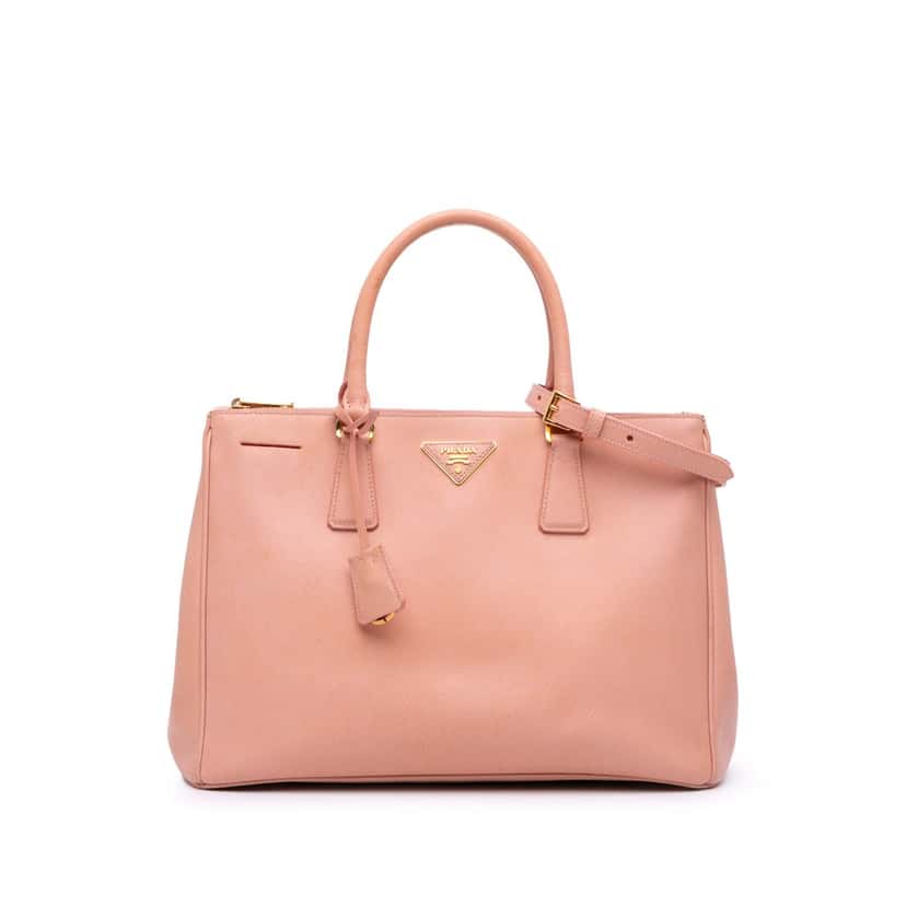 Prada Medium Saffiano Lux Galleria Double Zip Tote Pink Leather Good condition - Front View