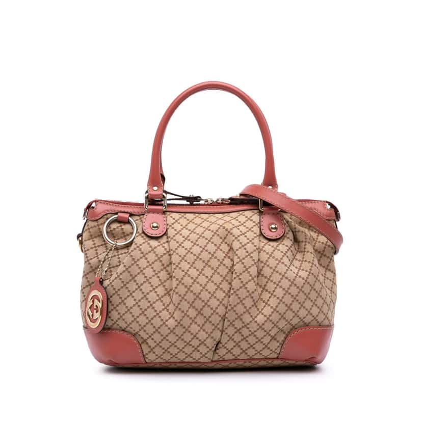 Gucci Diamante Canvas Sukey Satchel Brown Canvas Good condition - Front View
