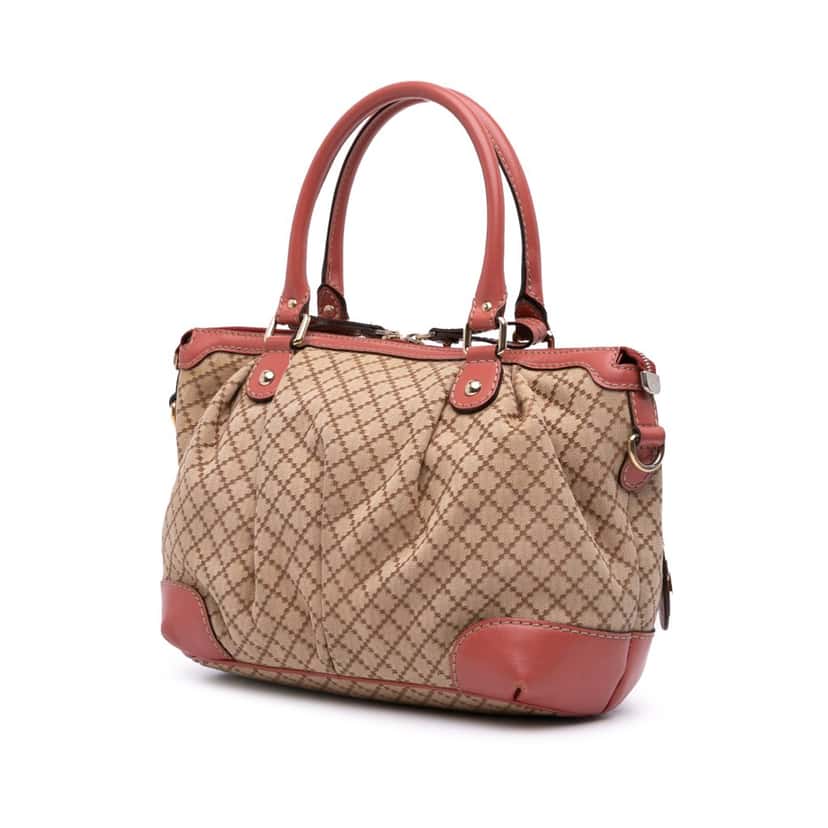 Gucci Diamante Canvas Sukey Satchel Brown Canvas Good condition - Back View