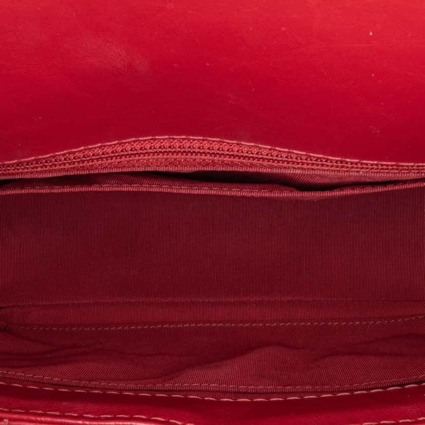 Chanel CC Chevron Calfskin Top Handle Flap Red Leather Good condition - Box View
