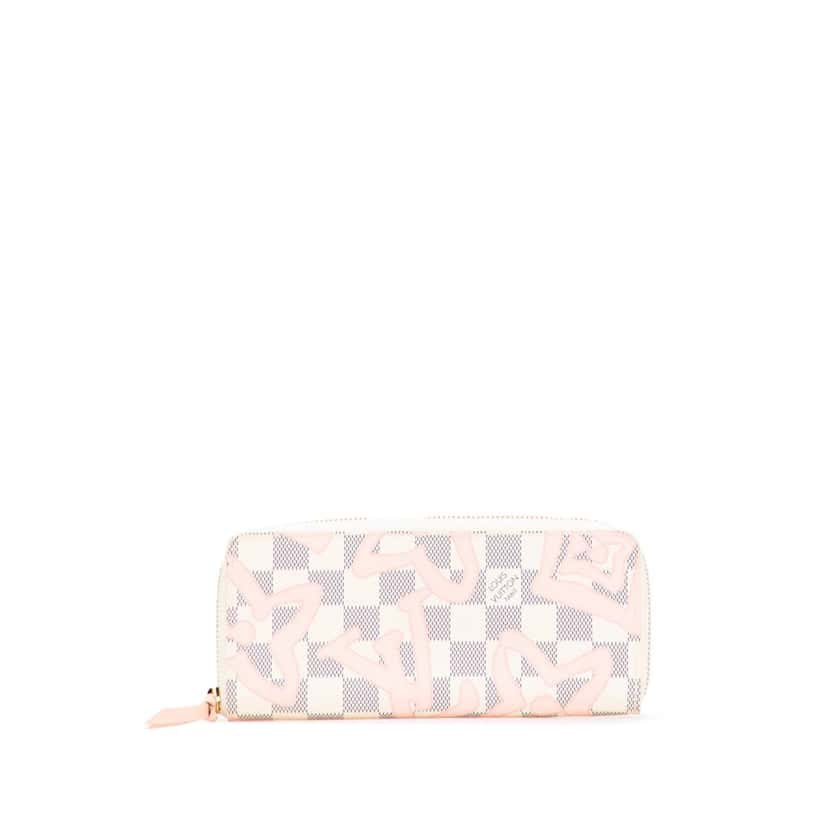 Louis Vuitton Damier Azur Tahitienne Clemence Zippy Wallet White Canvas Good condition - Front View