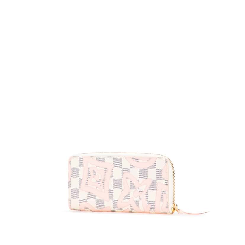 Louis Vuitton Damier Azur Tahitienne Clemence Zippy Wallet White Canvas Good condition - Back View