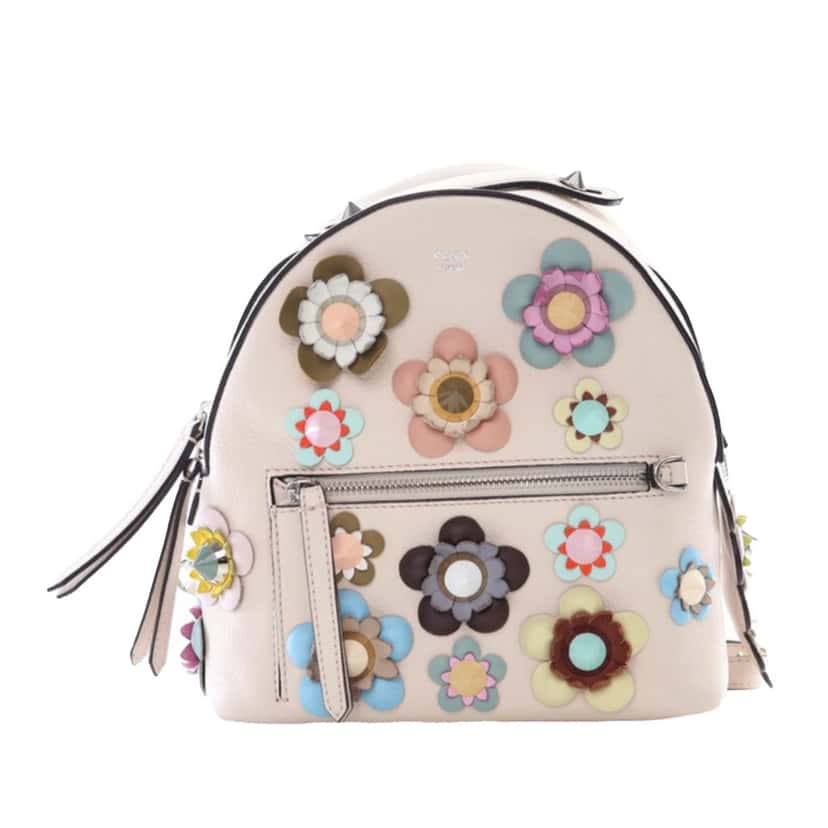 Fendi Mini Leather Vitello By The Way Flowerland Backpack Brown Leather Good condition - Front View
