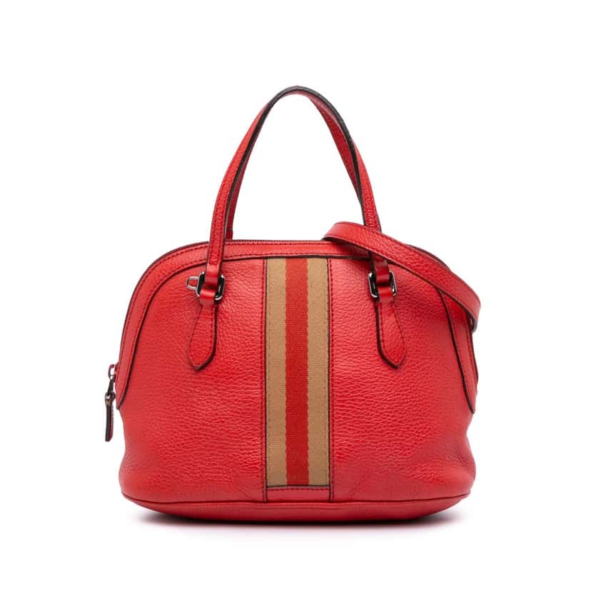 Gucci Mini Leather Web Dome Satchel Red Leather Good condition - Front View