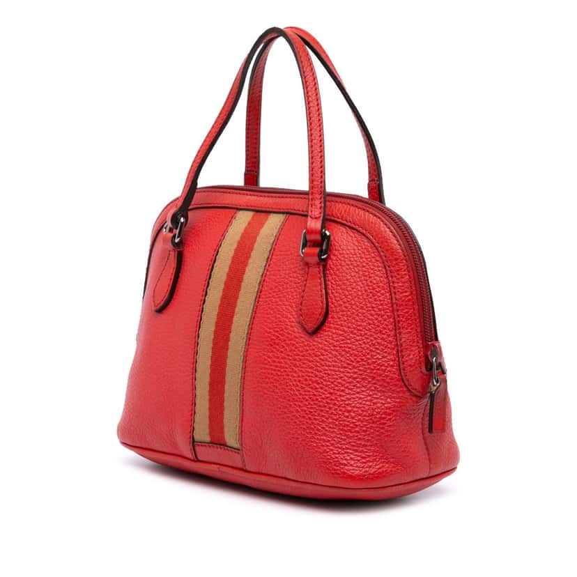 Gucci Mini Leather Web Dome Satchel Red Leather Good condition - Back View