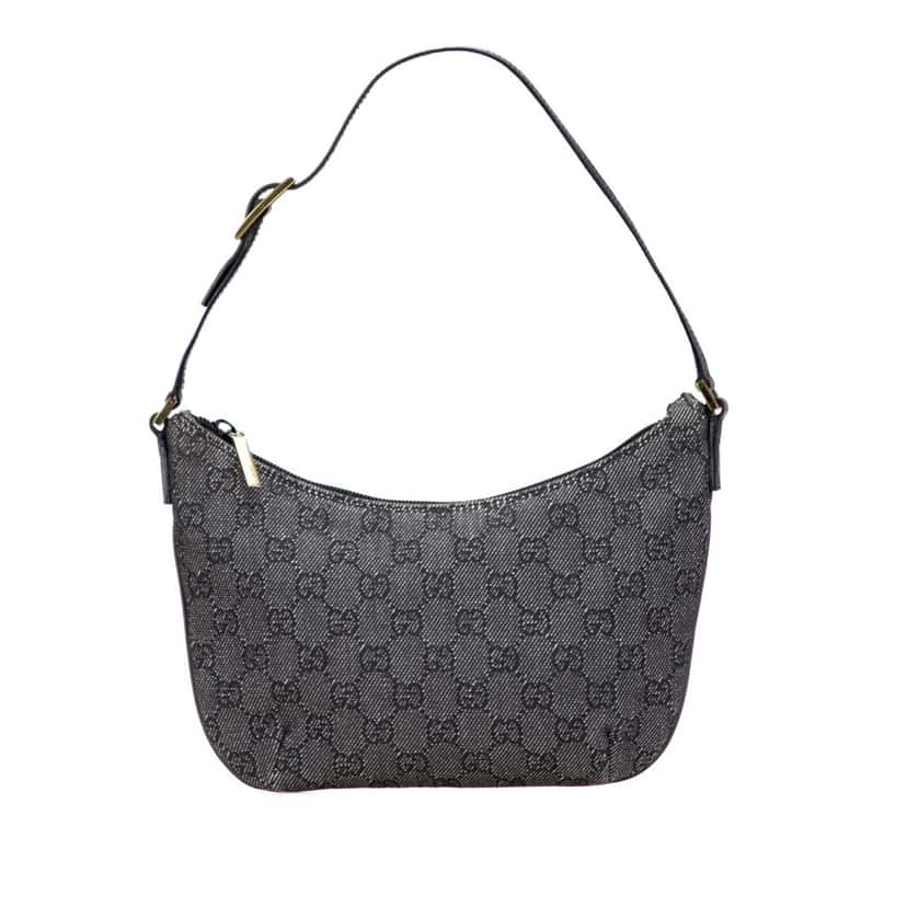 Gucci GG Denim Shoulder Bag Grey Denim Good condition - Front View