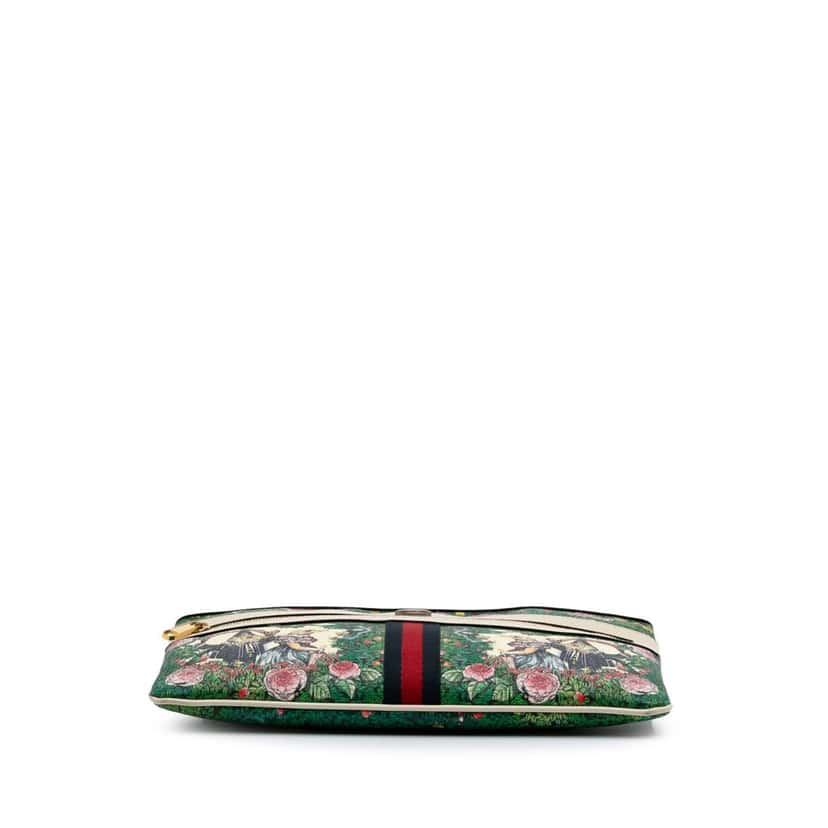 Gucci Yuko Higuchi Coated Canvas Ophidia Web Clutch Green Canvas Good condition - Inside View