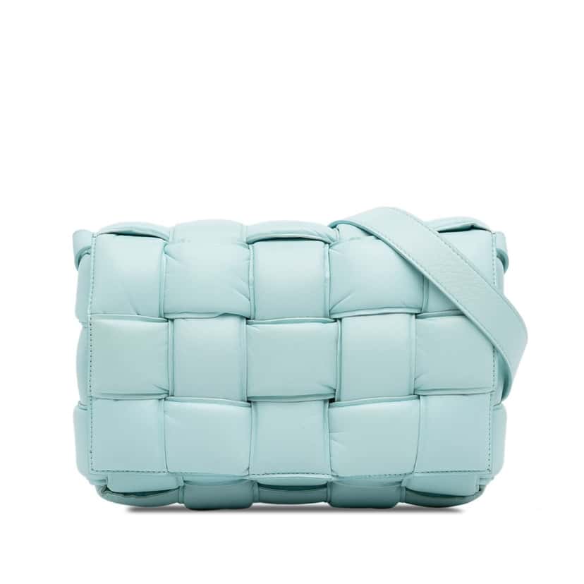 Bottega Veneta Nappa Intrecciato Padded Cassette Crossbody Blue Leather Very good condition - Front View