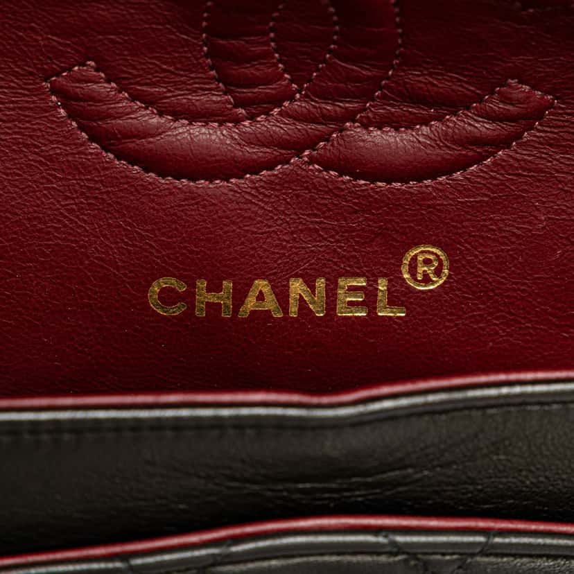 Chanel Small Classic Lambskin Double Flap Black Leather Good condition - Box View