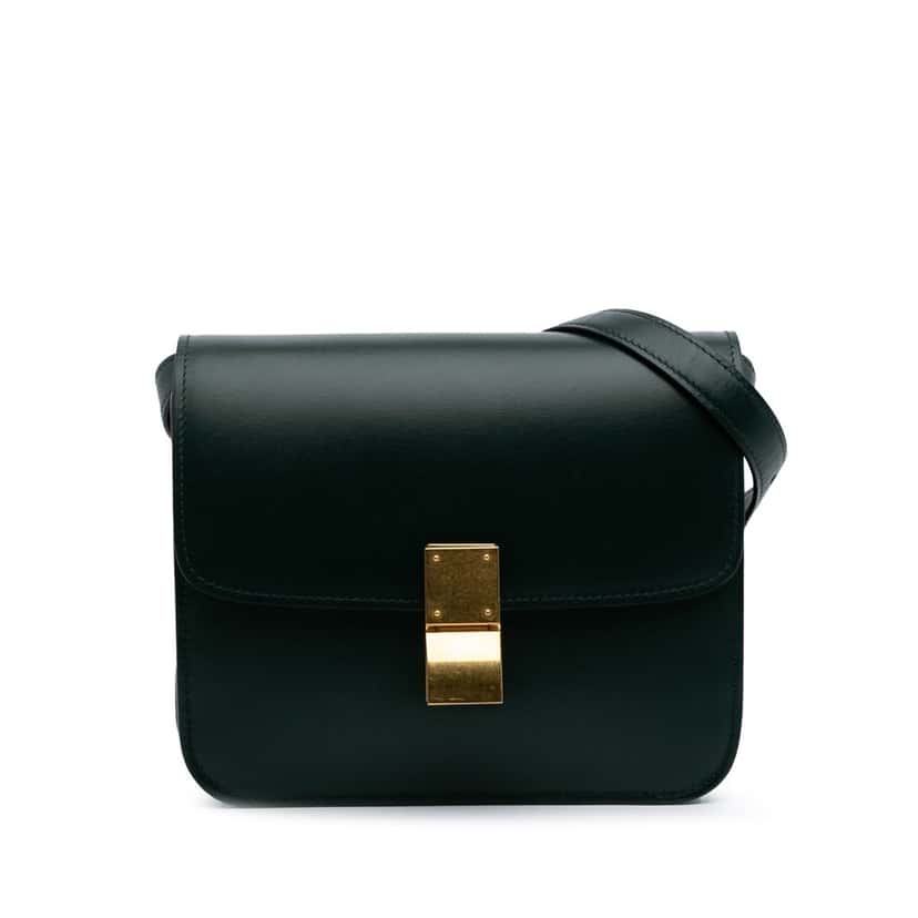 Celine Teen Calfskin Classic Box Green Leather Good condition - Front View