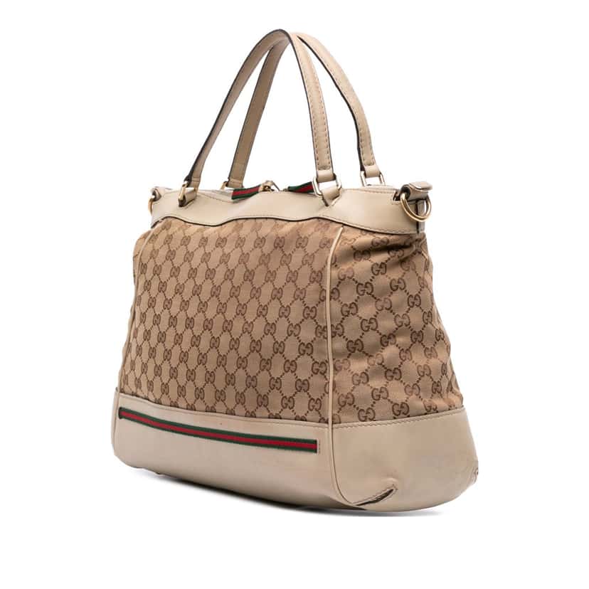 Gucci GG Canvas Web Mayfair Satchel Brown Canvas Good condition - Back View