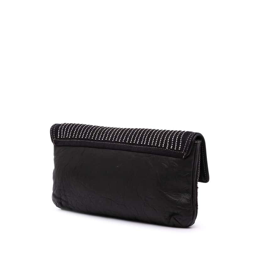 Chloé Crystal Embellish Canvas Clutch Black Canvas Good condition - Back View