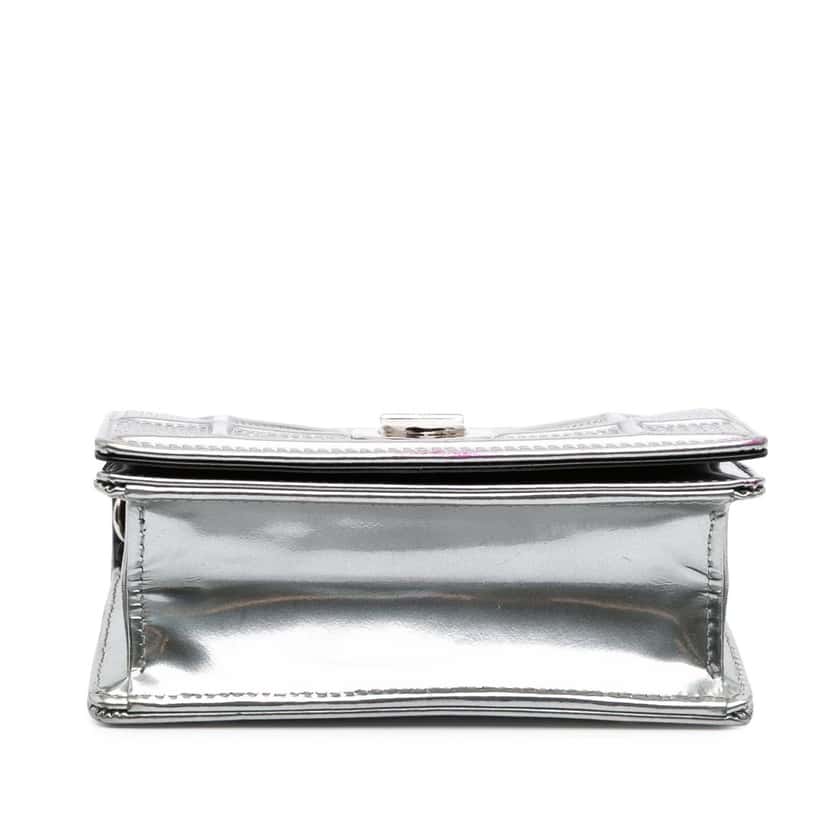 Dior Baby Metallic Patent Microcannage Diorama Flap Silver Leather Good condition - Inside View