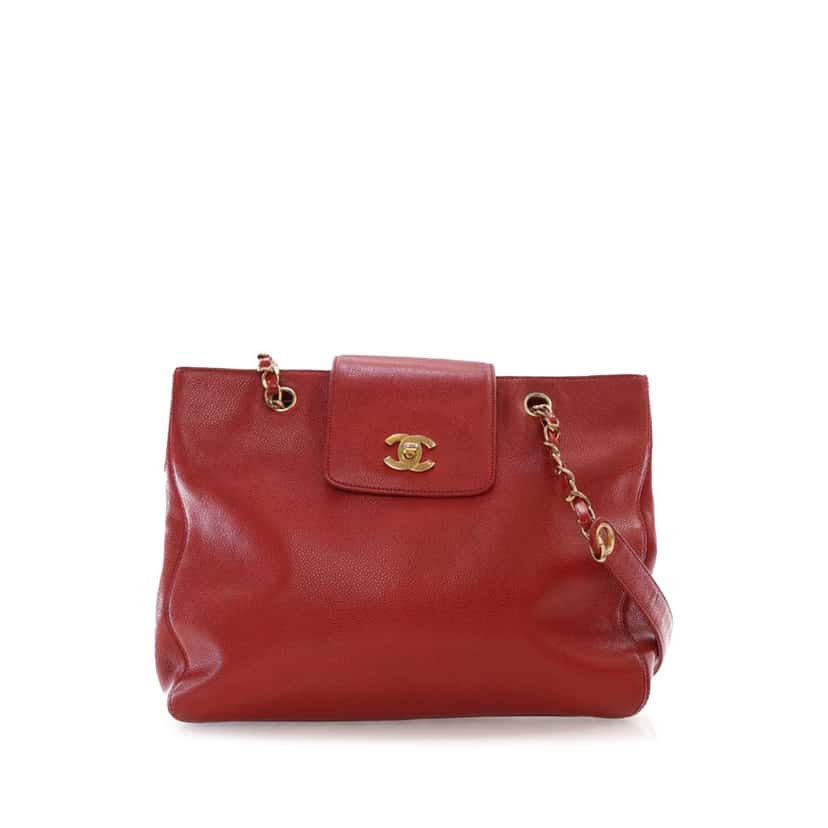 Chanel Caviar Supermodel Shoulder Bag Red Leather Good condition - Front View