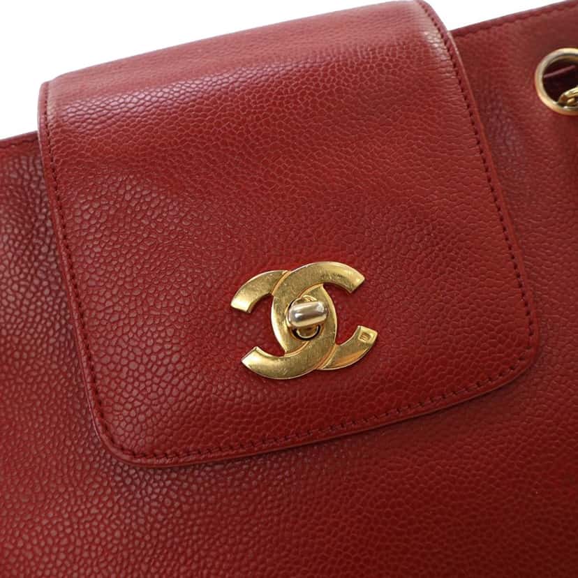 Chanel Caviar Supermodel Shoulder Bag Red Leather Good condition - Model View