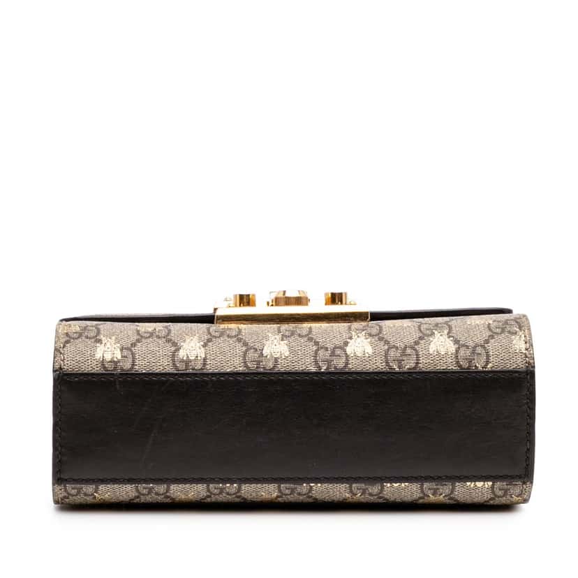 Gucci Small GG Supreme Bee Padlock Crossbody Brown Canvas Good condition - Inside View
