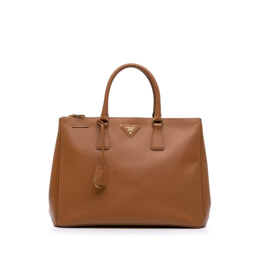 Prada Large Saffiano Lux Galleria Double Zip Satchel Brown Leather Good condition - Front View