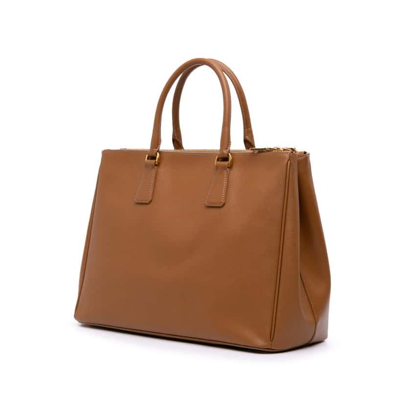 Prada Large Saffiano Lux Galleria Double Zip Satchel Brown Leather Good condition - Back View
