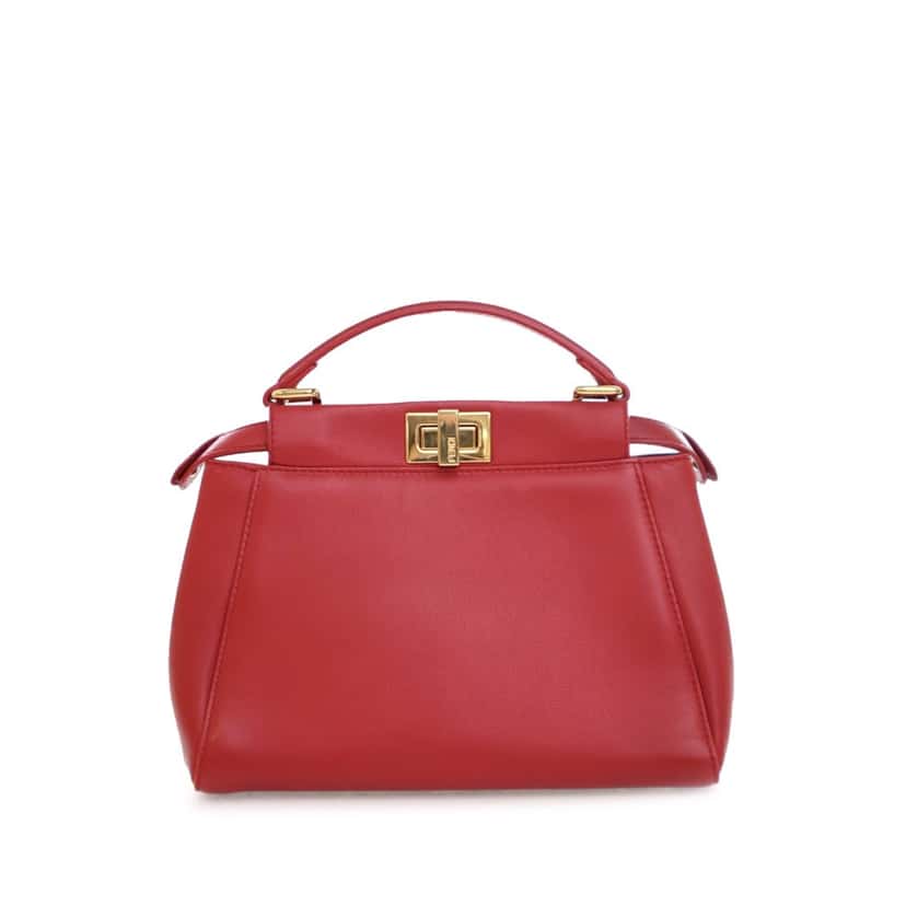 Fendi Mini Leather Flowerland Peekaboo Satchel Red Leather Good condition - Back View