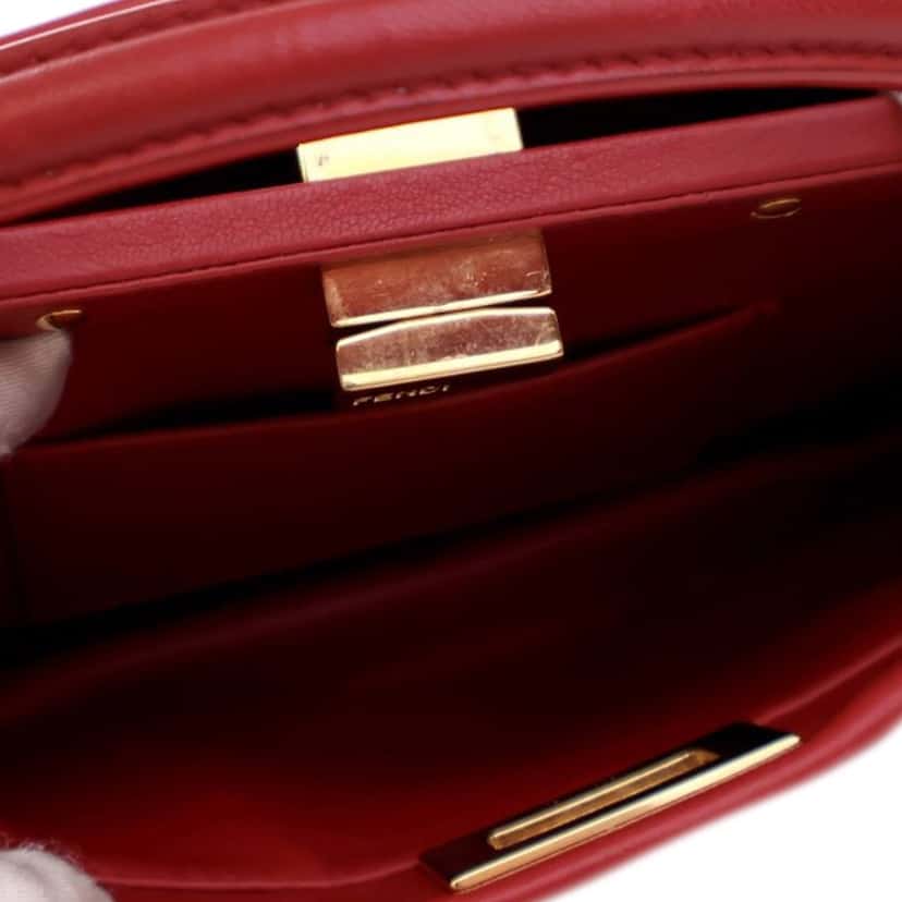 Fendi Mini Leather Flowerland Peekaboo Satchel Red Leather Good condition - Model View