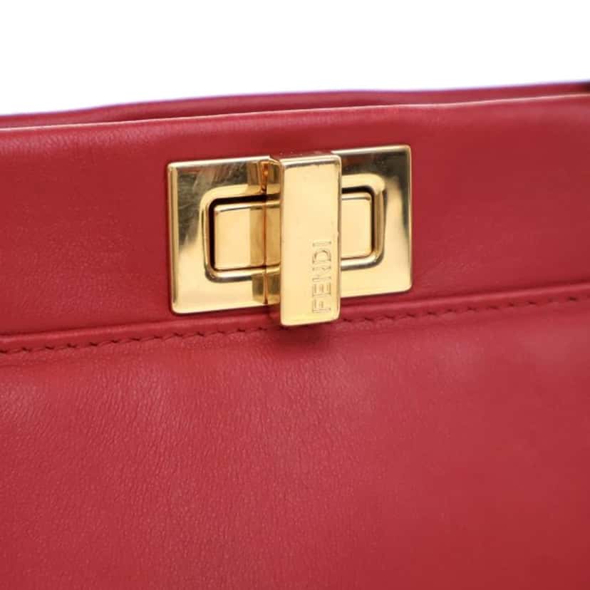 Fendi Mini Leather Flowerland Peekaboo Satchel Red Leather Good condition - Box View