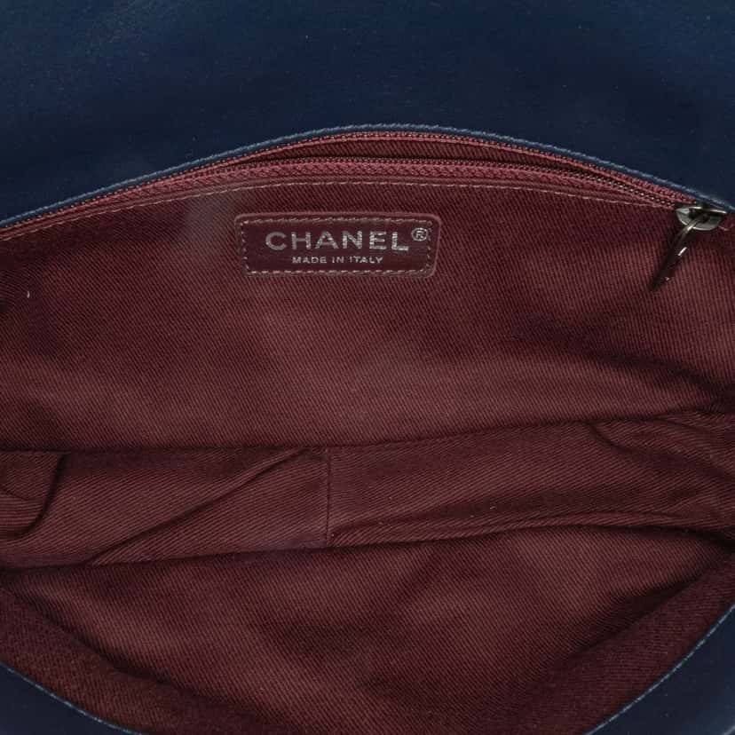 Chanel Canvas Stripe Flap Bag Blue Canvas Good condition - Model View