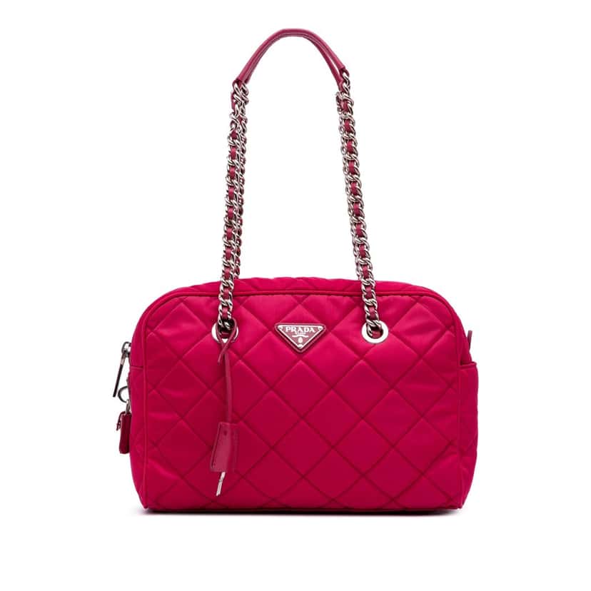 Prada Tessuto Impuntu Shoulder Bag Pink Good condition - Front View