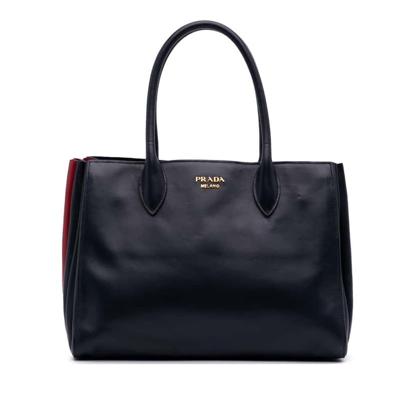 Prada City Calf Bibliotheque Satchel Blue Leather Good condition - Front View