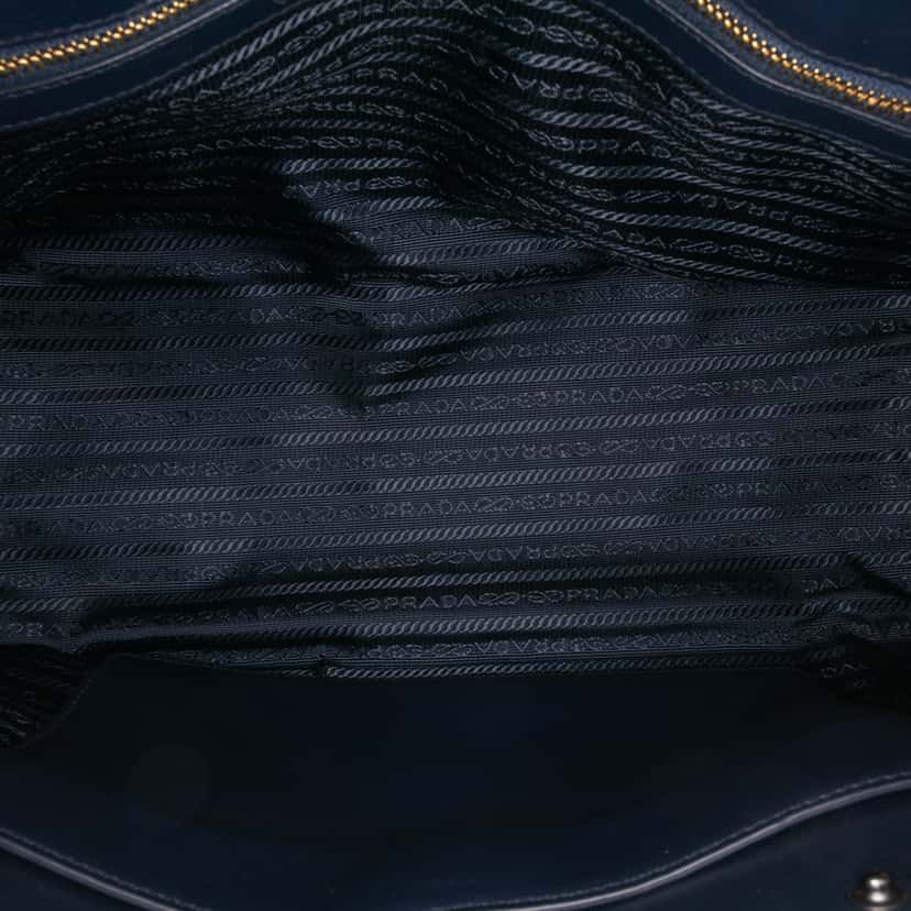 Prada City Calf Bibliotheque Satchel Blue Leather Good condition - Model View