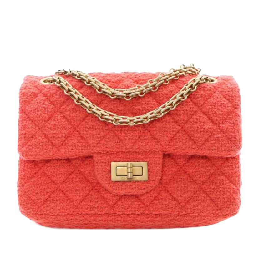 Chanel Mini Reissue 2.55 Tweed Single Flap 224 Red Tweed Good condition - Front View
