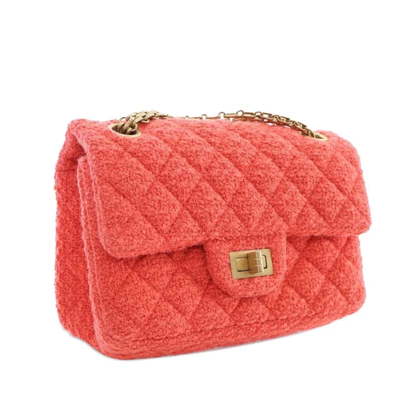 Chanel Mini Reissue 2.55 Tweed Single Flap 224 Red Tweed Good condition - Back View