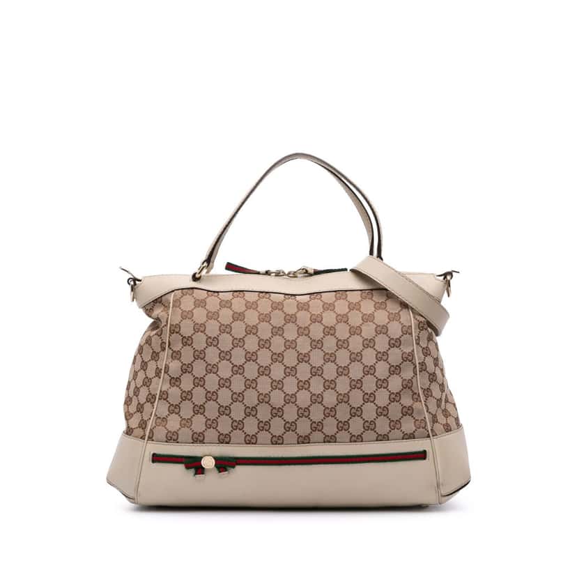 Gucci GG Canvas Web Mayfair Satchel Brown Canvas Good condition - Front View