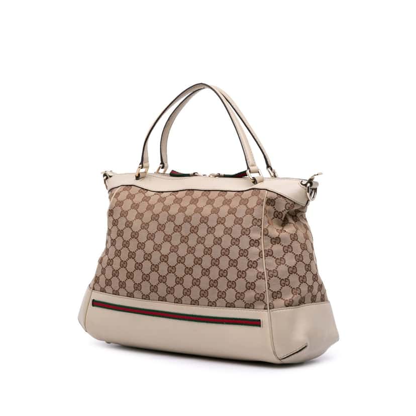 Gucci GG Canvas Web Mayfair Satchel Brown Canvas Good condition - Back View
