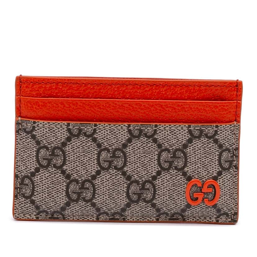 Gucci GG Supreme Card Holder Brown Canvas Good condition - Front View