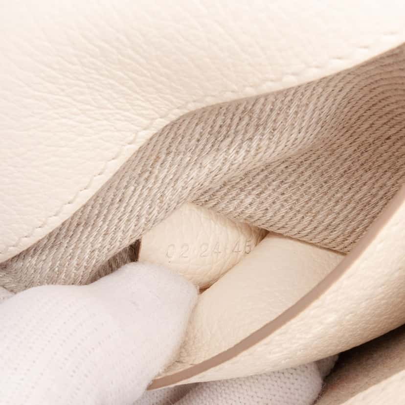 Chloé Small Perforated Grained Calfskin Marcie Saddle Crossbody White Leather Good condition - Box View