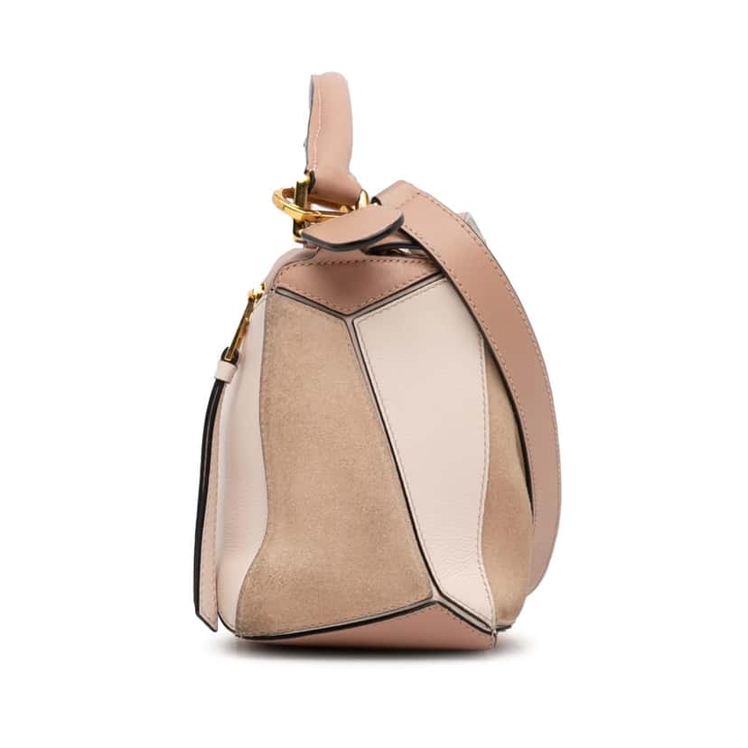 Loewe Small Tricolor Calfskin and Suede Puzzle Satchel Brown Leather Good condition - Inside View