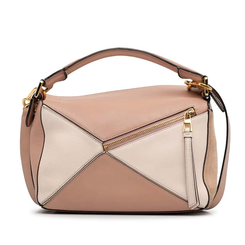 Loewe Small Tricolor Calfskin and Suede Puzzle Satchel Brown Leather Good condition - Model View