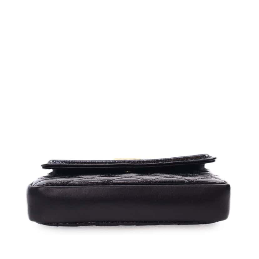 Chanel Mini Quilted Aged Calfskin Card Holder On Chain Belt Bag Black Leather Good condition - Box View
