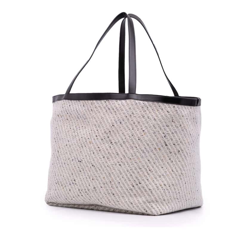 Bottega Veneta Large Wool and Calfskin Flip Flap Tote Grey Wool Good condition - Back View