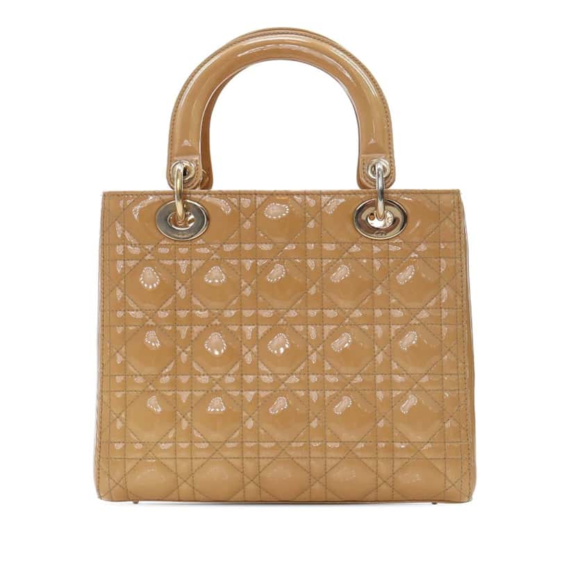 Dior Medium Patent Cannage Lady Dior Brown Leather Good condition - Back View