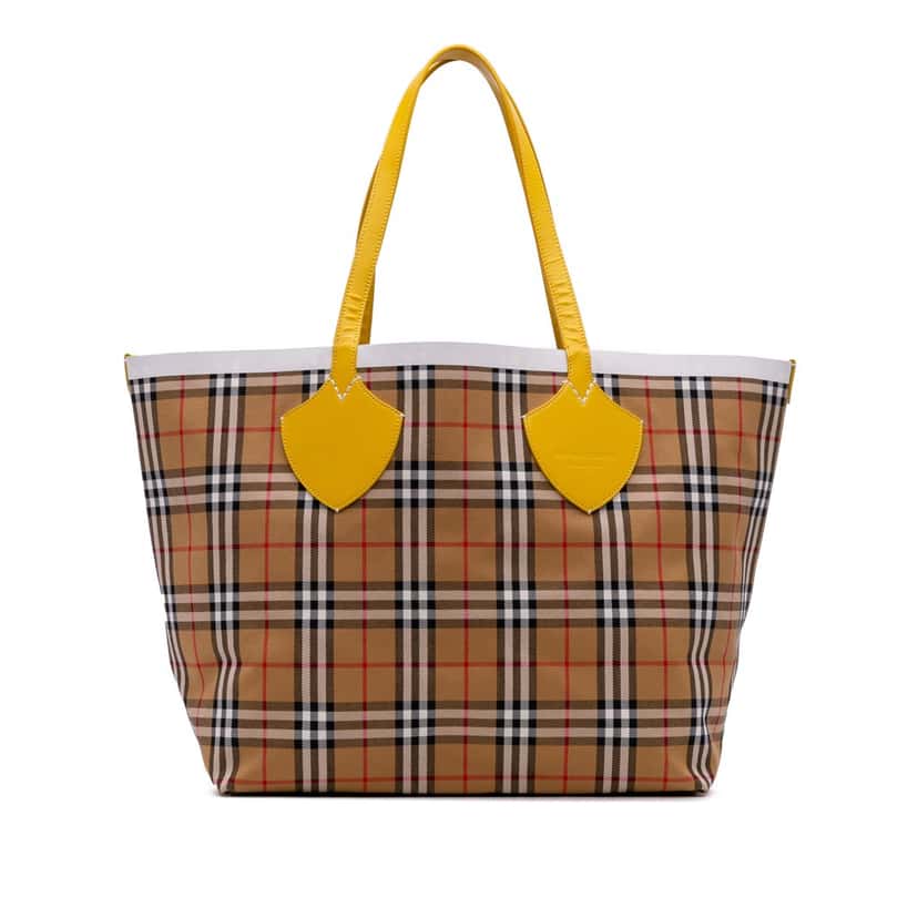 Burberry House Check Canvas The Giant Reversible Tote Brown Canvas Good condition - Front View