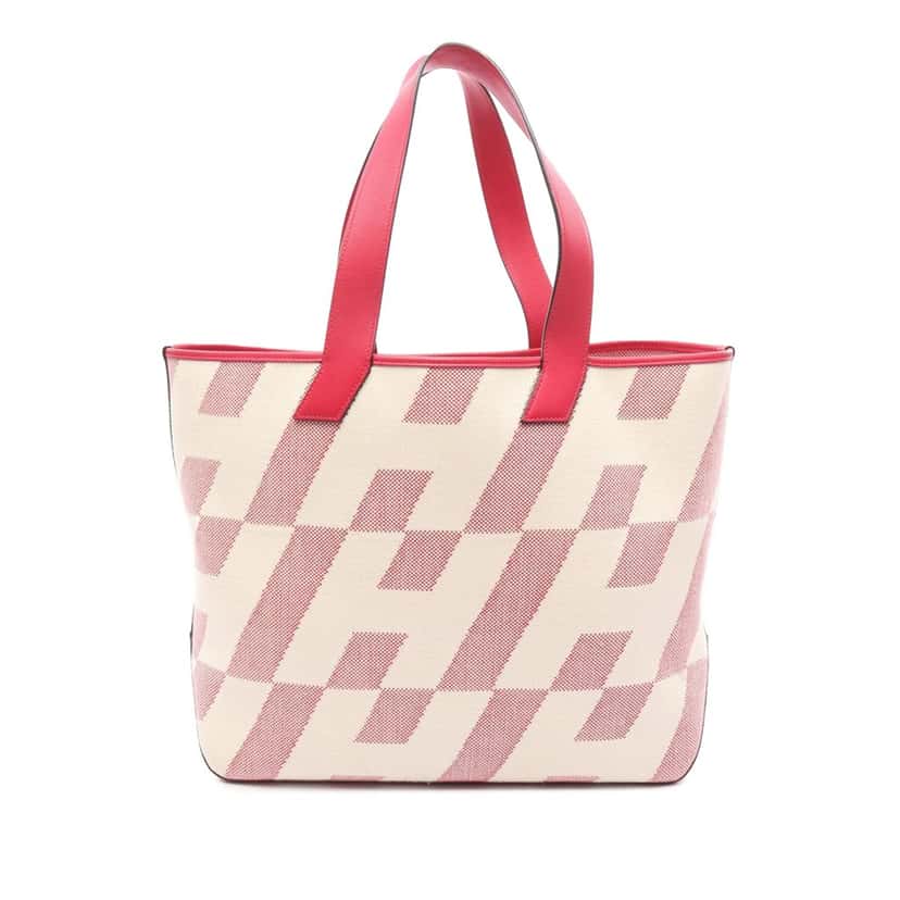 Hermès Toile H and Swift Cabas H en Biais 40 Pink Canvas Good condition - Front View