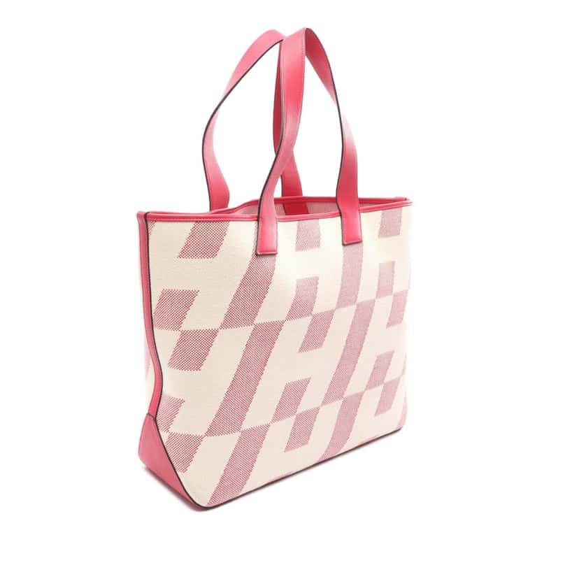 Hermès Toile H and Swift Cabas H en Biais 40 Pink Canvas Good condition - Back View