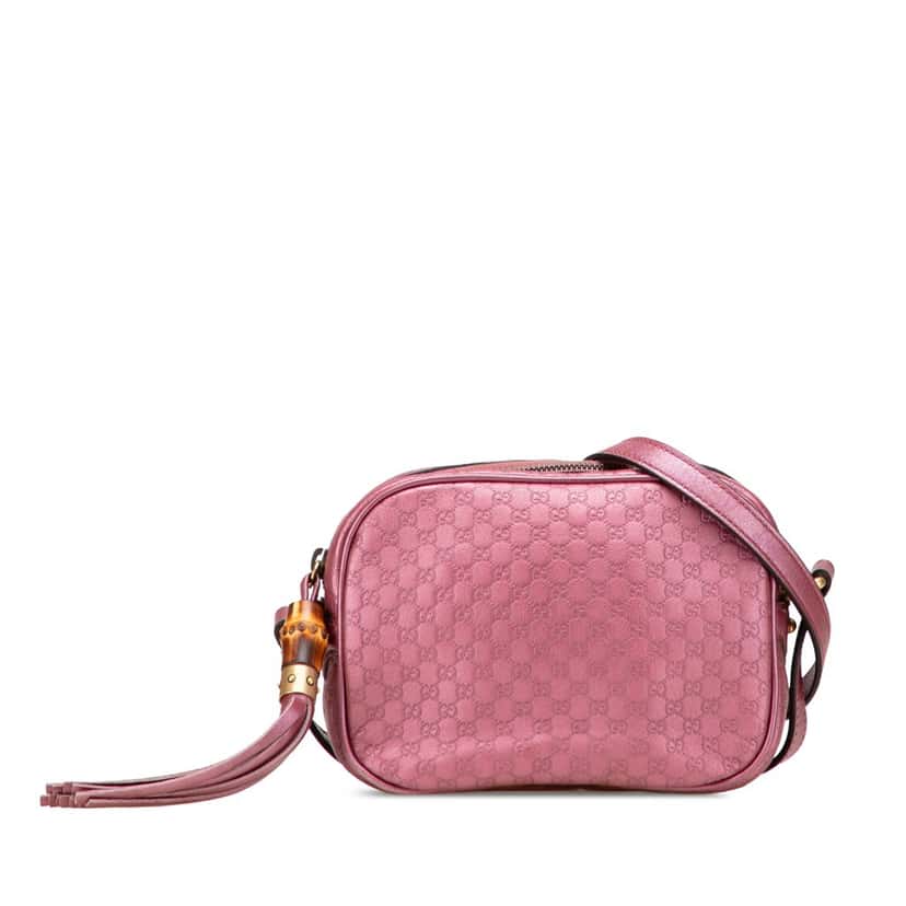Gucci Metallic Microguccissima Sunshine Disco Camera Bag Pink Leather Good condition - Front View