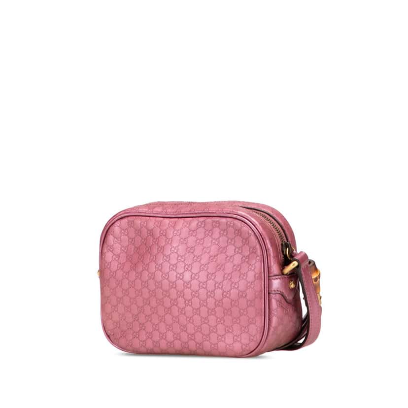 Gucci Metallic Microguccissima Sunshine Disco Camera Bag Pink Leather Good condition - Back View